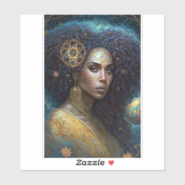 Adesivo Afro-Americano Deusa Negra Rainha Fantasia Art S (Folha)