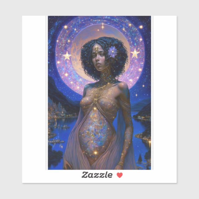 Adesivo Afro-Americano Deusa Negra Rainha Fantasia Art S (Folha)