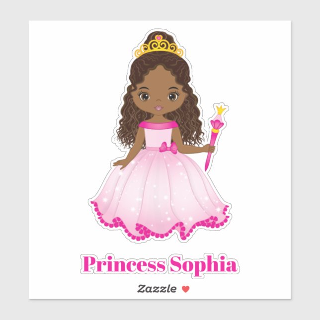 Adesivo Afro-americano Princess Custom-Cut Vinyl Sticker (Folha)