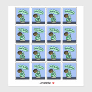 Adesivo Afro-americanos Boy e Cake