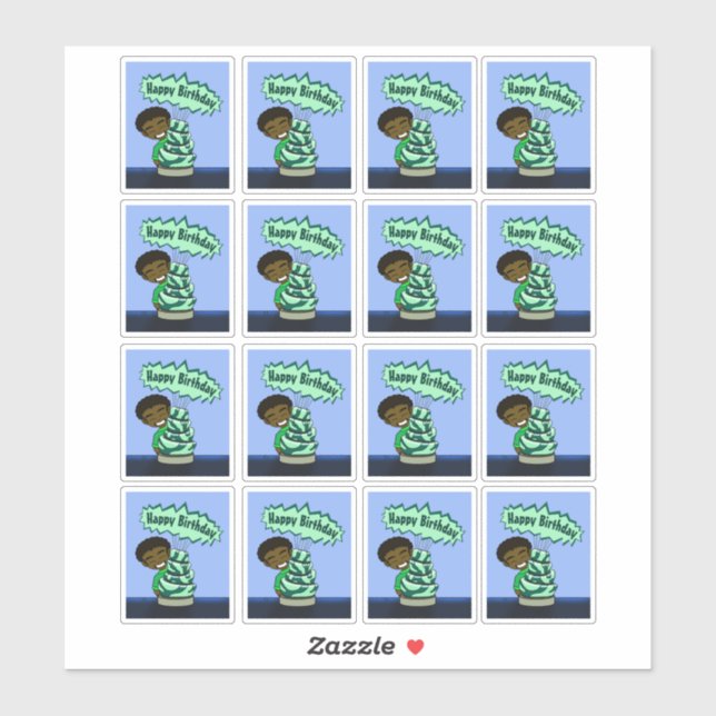 Adesivo Afro-americanos Boy e Cake (Folha)