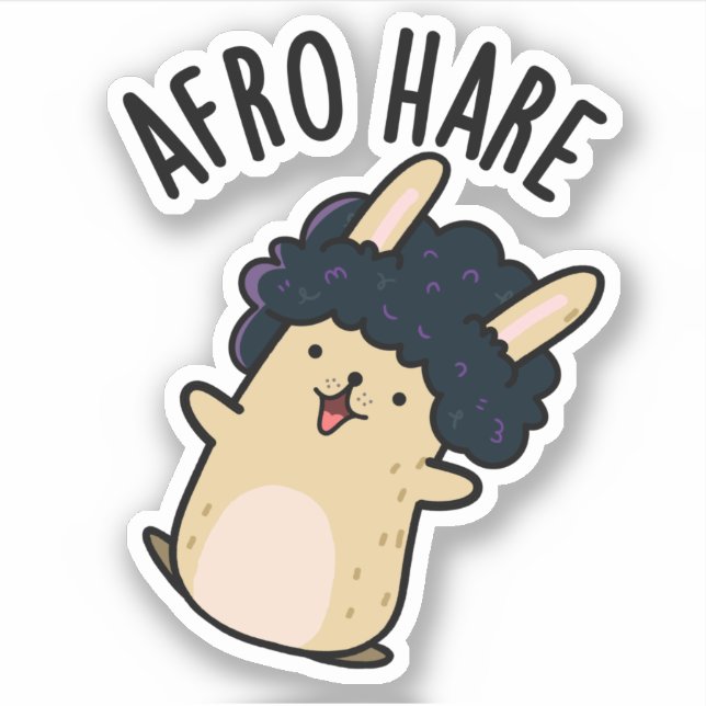 Adesivo Afro Hare Engraçado Coelho com Afro Pun (Frente)
