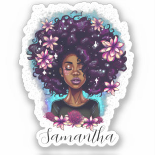 Adesivo Afro-Mulher Floral