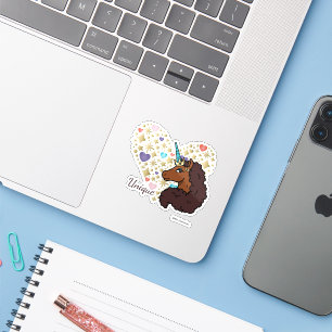 Adesivo Afro Unicorn   Design de Coração Único