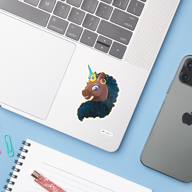 Adesivo Afro Unicorn | Magia (Notebook com iPhone)