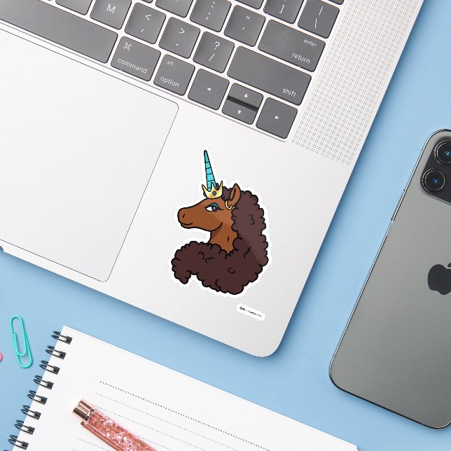 Adesivo Afro Unicorn | Único (Notebook com iPhone)