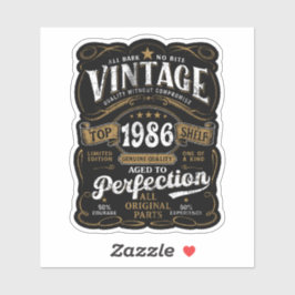 Adesivo Aged To Perfection Vintage 1986 Birthday 40th  