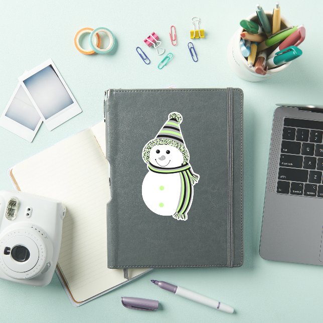 Adesivo Agender Pride Snowman Sinalizador Verde (Capa para iPad)