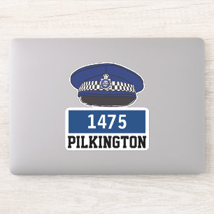 Adesivo Agente de Polícia Masculina Boné plano com nome e