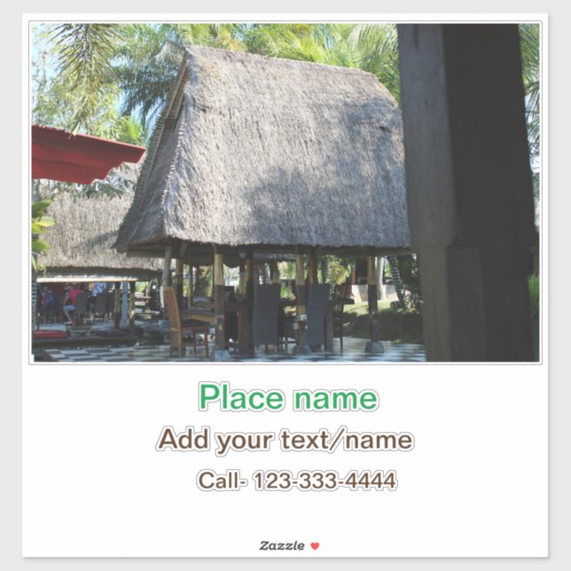 Adesivo água oceano praia foto adicionar nome texto local  (Folha)