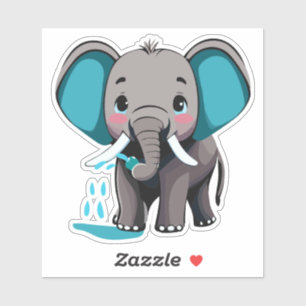 Adesivo Água Pulverizante De Elefante De Bebê, Cujo Tronco