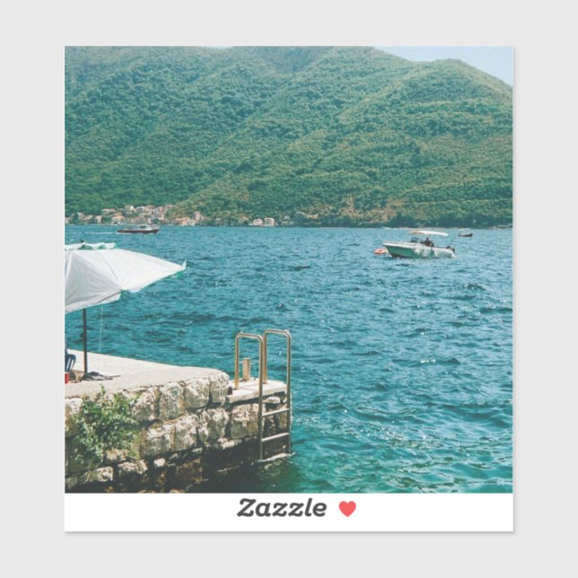 Adesivo Águas turquesas do Perast - Montenegro (Folha)