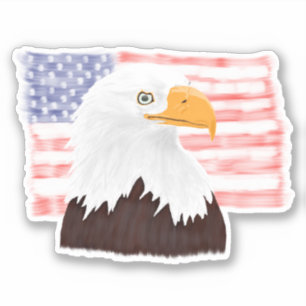 Adesivo Águia Bald Americana e Bandeira - transparente.
