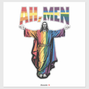 Adesivo Ah Homens Engraçado LGBT Orgulho Gay Jesus Cristão