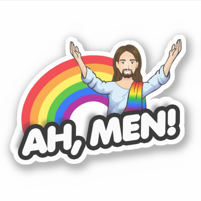 Adesivo Ah Homens - Jesus Arco-íris (Frente)