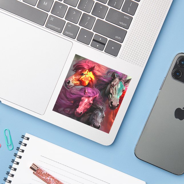 Adesivo Ai Cavalos (Notebook com iPhone)