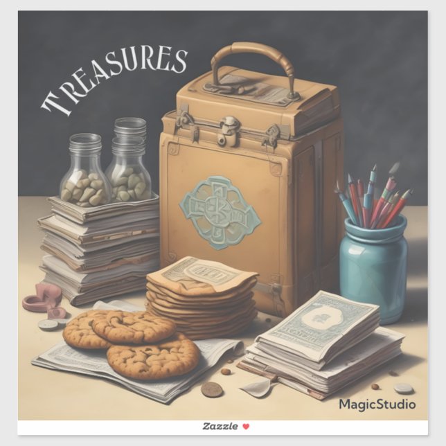 Adesivo AI Tesouros Vinil Sticker para Suitcase ou Laptop (Folha)