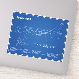 Adesivo Airbus a380 - Planos de desenho do avião Blueprint