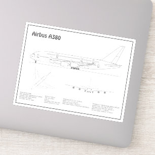 Adesivo Airbus a380 - Planos de desenho do avião Blueprint