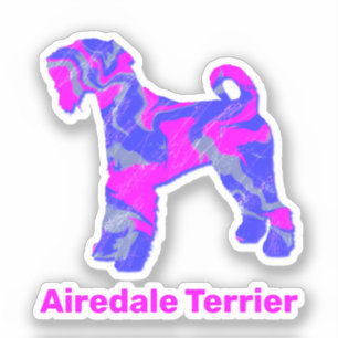 Adesivo Airedale Terrier Dog Hot Pink & Blue Vinyl Sticker