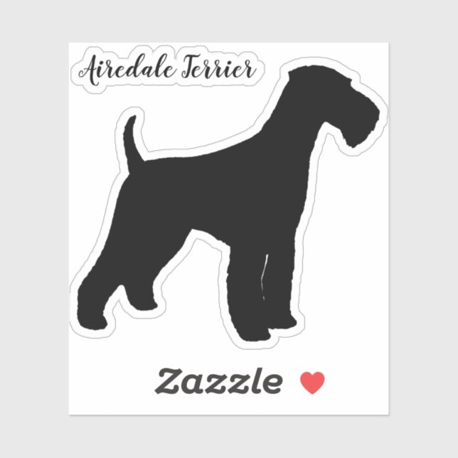 Adesivo Airedale Terrier Silhouette Dog Brey Vinil (Folha)