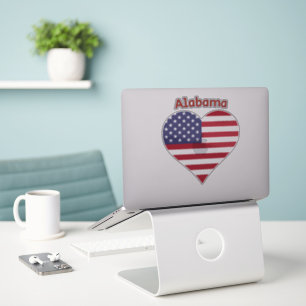 Adesivo Alabama American Flag Heart