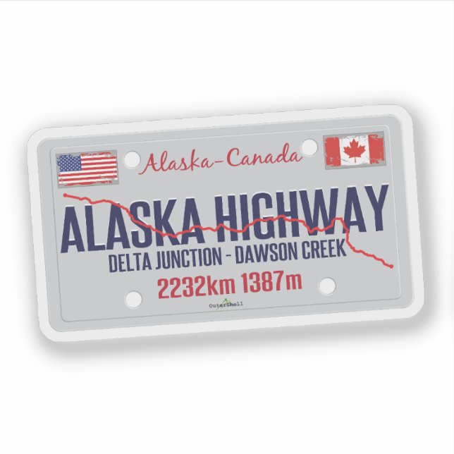 Adesivo Alaska Highway Canada - Alaska USA 01 Sticker (Frente)