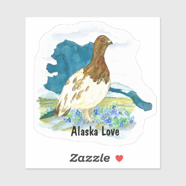 Adesivo Alaska Love Willow Ptarmigan Nature Souvenir (Folha)