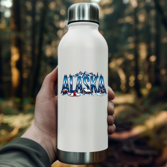 Adesivo Alaska Wilderness Sticker | Winter Cabin Landscape (Alaska Wilderness Sticker | Winter Cabin Landscape by PiggyPrint Stickers. )