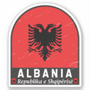 Adesivo Albânia Flag Emblem angustiado