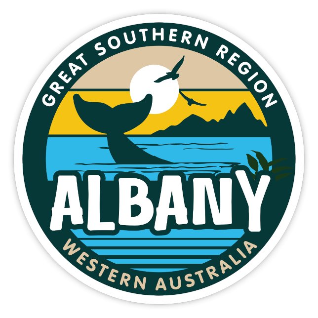 Adesivo Albany, Western Austrália Sticker (Albany, Western Australia Retro Round Vinyl Sticker)