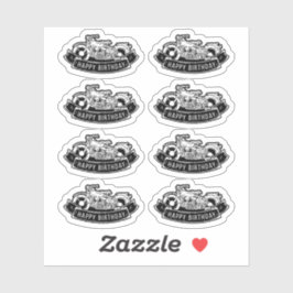 Adesivo Álbum de Recortes de Aniversário Feliz de Motocicl