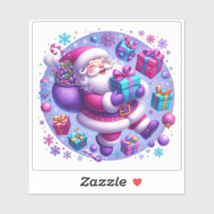 Adesivo Alegria de Natal Violeta Festiva com Papais noeis 