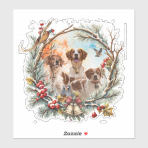 Adesivo  Alegria Natalina Com um Brittany Spaniel