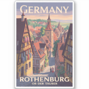 Adesivo Alemanha Rothenburg ob der Tauber Ilustração Arte