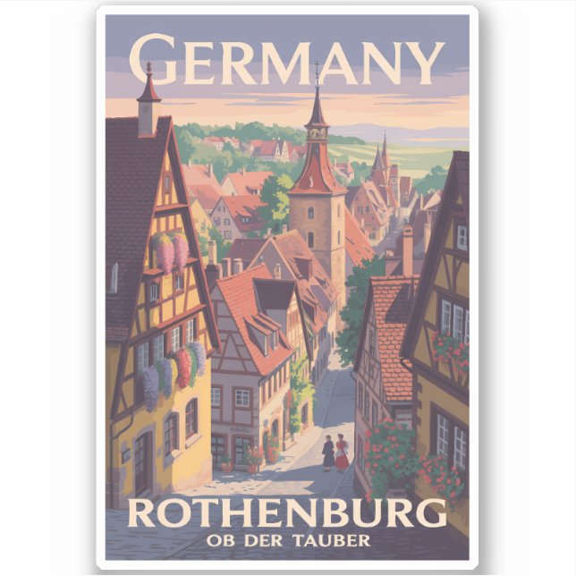 Adesivo Alemanha Rothenburg ob der Tauber Ilustração Arte (Frente)