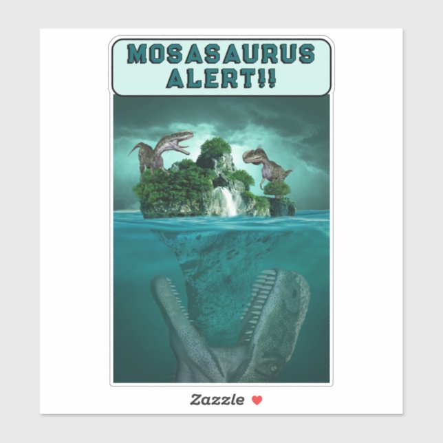 Adesivo Alerta de Mosasaururus! (Folha)
