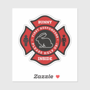 Adesivo Alerta De Pet Bunny Dentro Para Bombeiros