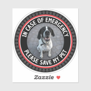 Adesivo ALERTA DE SEGURANÇA DO MEU PET Personalizado Foto 