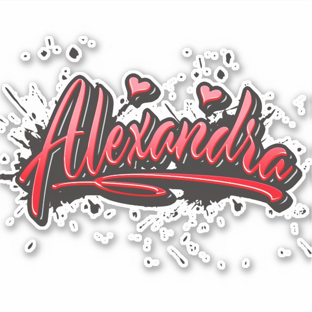 Adesivo Alexandra red Heart Graffiti Aufkleber Sticker (Frente)