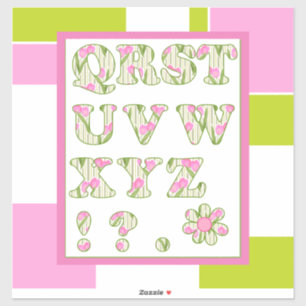 Adesivo alfabeto engraçado, alfabeto floral, alfabeto para