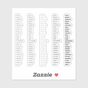 Adesivo Alfabeto Fonético Militar