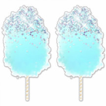 Algodão doce azul e prateado