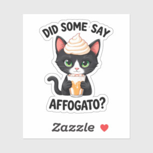 Adesivo Alguém Disse Affogato? Gato de Café Retrô   affog