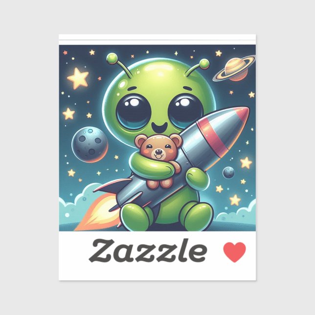 ADESIVO ALIENÍGENA COM UM ROCHET (Folha)