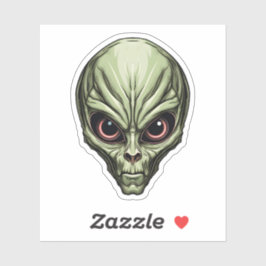 Adesivo Alienígena de espaço verde face assustadora Aliení