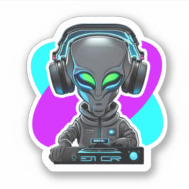 Adesivo Alienígena DJ vinil