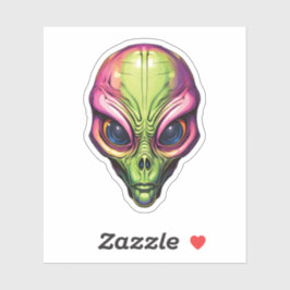 Adesivo Alienígena espacial colorida face Alienígena de de