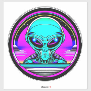 Adesivo Alienígena Extraterrestre Voando um OVNI