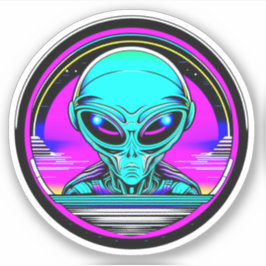 Adesivo Alienígena Extraterrestre Voando um OVNI